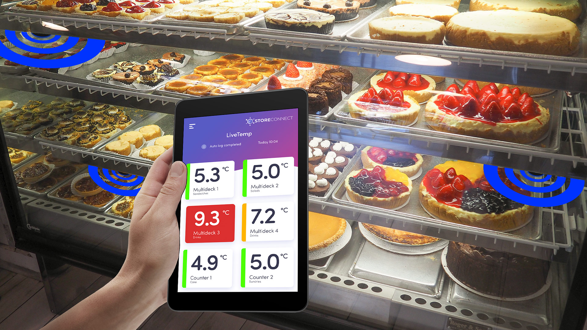 LiveTemp StoreConnect Application Being Used To Monitor a Deli Chiller On a Tablet Device